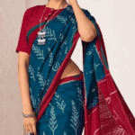 Ekat Bandhani Hand Block Print On Mulmul Soft Cotton jaipuri Printed Saree With printed Unstitched Blouse piece