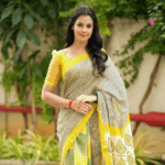 Mayuri Maheswari Saree - Black and White with Yellow