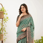 Mayuri Maheswari Saree - Teal Green and Black