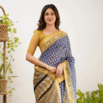 Mayuri Maheswari Saree - Ink Blue and Mustard