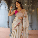 Pastel Grey Sequins Embroidered Jimmy Choo Tissue Saree With Tassels
