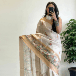 Exclusive Soft Gold Zari Tissue Digital Print Saree