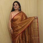Exquisite Golden Bengal Plain Tissue Cotton Saree