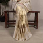 Gold Tissue Shimmer Zari Weaving Work Tissue Saree - Image 4