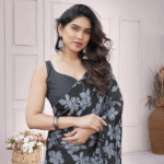 Chiffon Floral Printed Saree with Blouse Piece