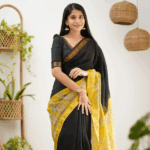 Mayuri Maheswari Cotton Saree - Black and Yellow - Image 3