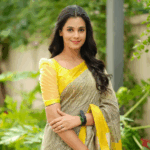 Mayuri Maheswari Saree - Black and White with Yellow - Image 2