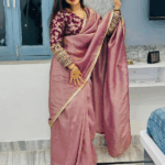 Beautiful Designer Party Wear Crush Tissue Silk Saree - Image 2