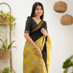 Mayuri Maheswari Cotton Saree - Black and Yellow - Image 2