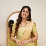 Yellow woven banarasi silk saree with blouse - Image 3