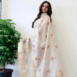 Exclusive Soft Gold Zari Tissue Digital Print Saree - Image 3