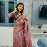 Beautiful Designer Party Wear Crush Tissue Silk Saree - Image 3