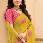 Designer Chiffon Saree With Embroidery-Diamond Work And Cut Work Border - Image 2