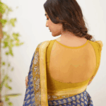 Mayuri Maheswari Saree - Ink Blue and Mustard - Image 4