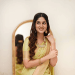 Yellow woven banarasi silk saree with blouse - Image 4