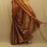 Exquisite Golden Bengal Plain Tissue Cotton Saree - Image 4