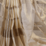 Gold Tissue Shimmer Zari Weaving Work Tissue Saree - Image 3