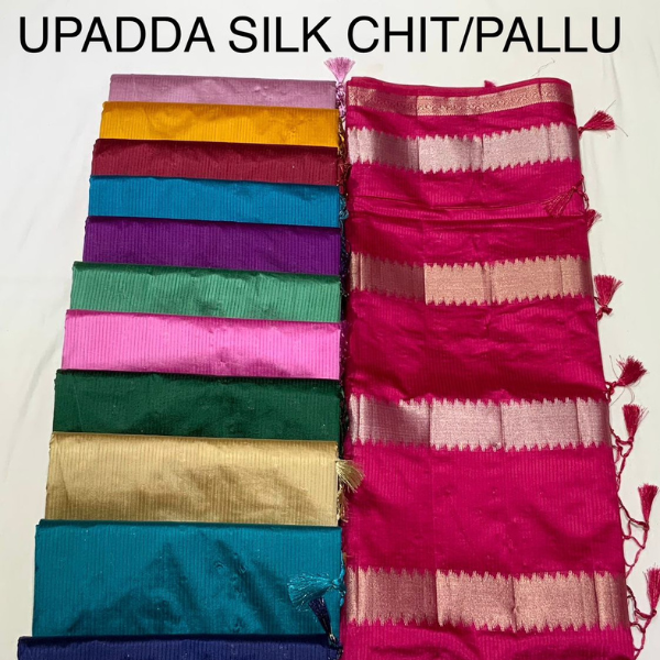 Premium Upadda Silk Saree with Elegant Chit Design & Rich Pallu