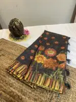 Designer Semi Tissue Saree  -  Black Eel