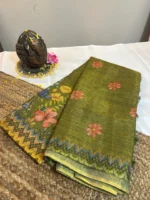 Designer Semi Tissue Saree  -  Browny Green