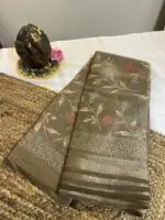 Designer Semi Tissue Saree  -  Yellow Metal