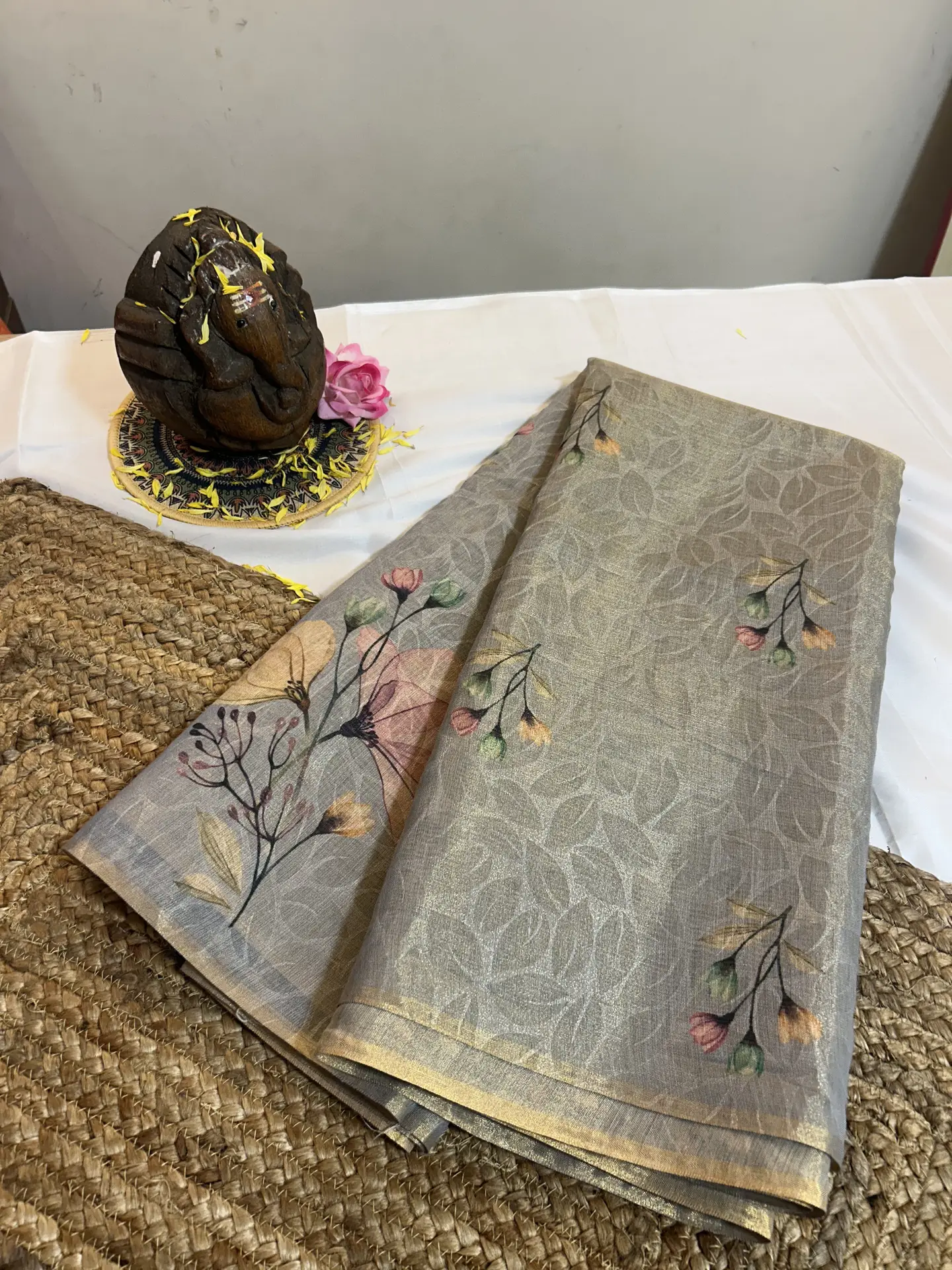 IMG_0611 Designer Semi Tissue Saree - Dawn - Image 1